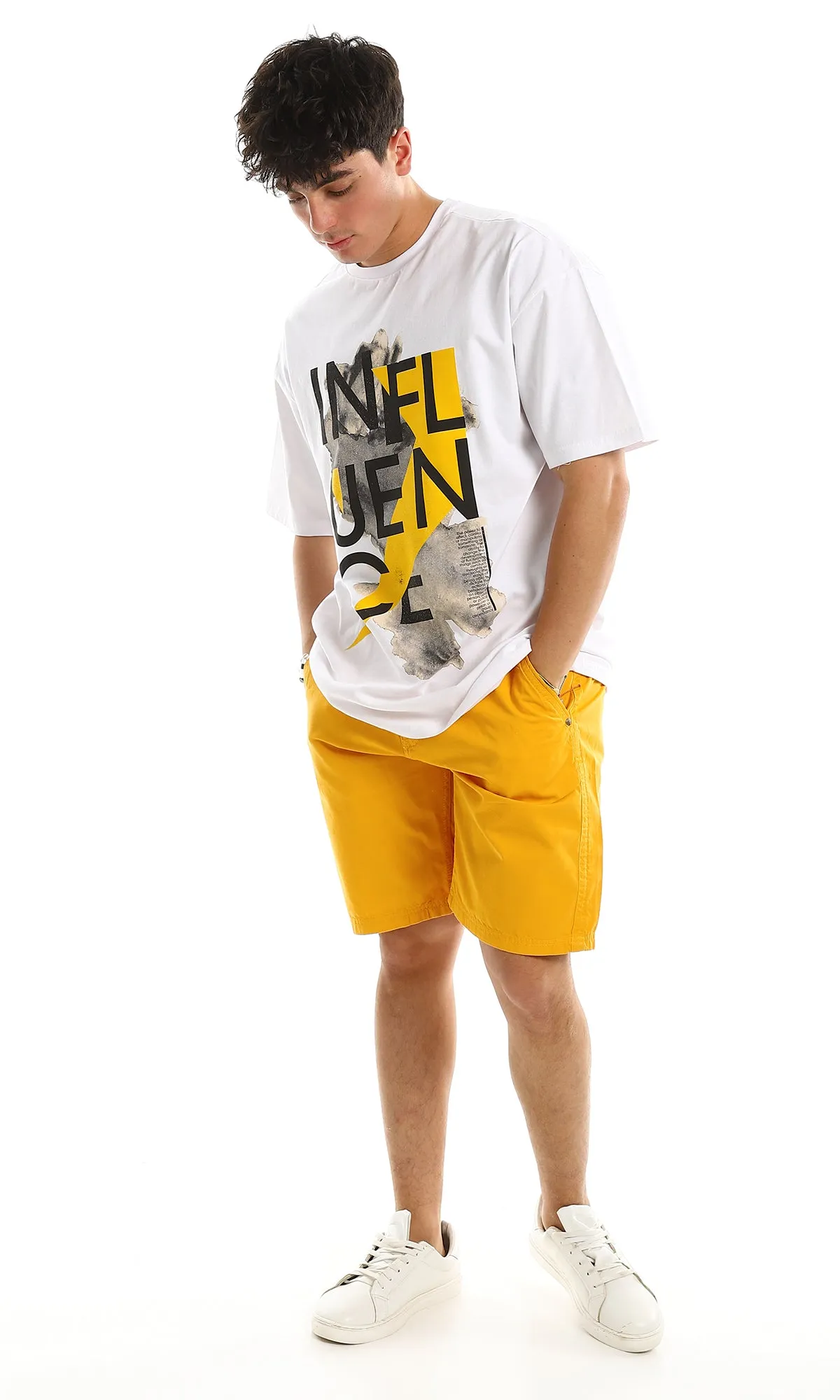 95051 Side Pockets Mustard Casual Cargo Shorts