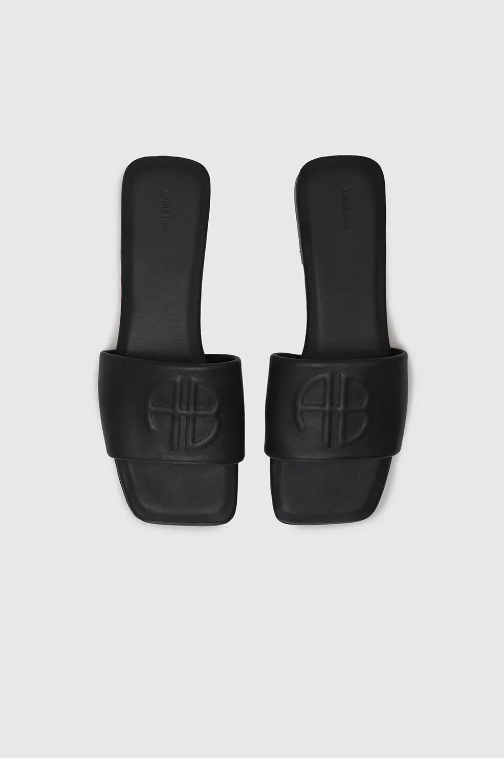 Anine Bing RIA SLIDES - BLACK MONOGRAM