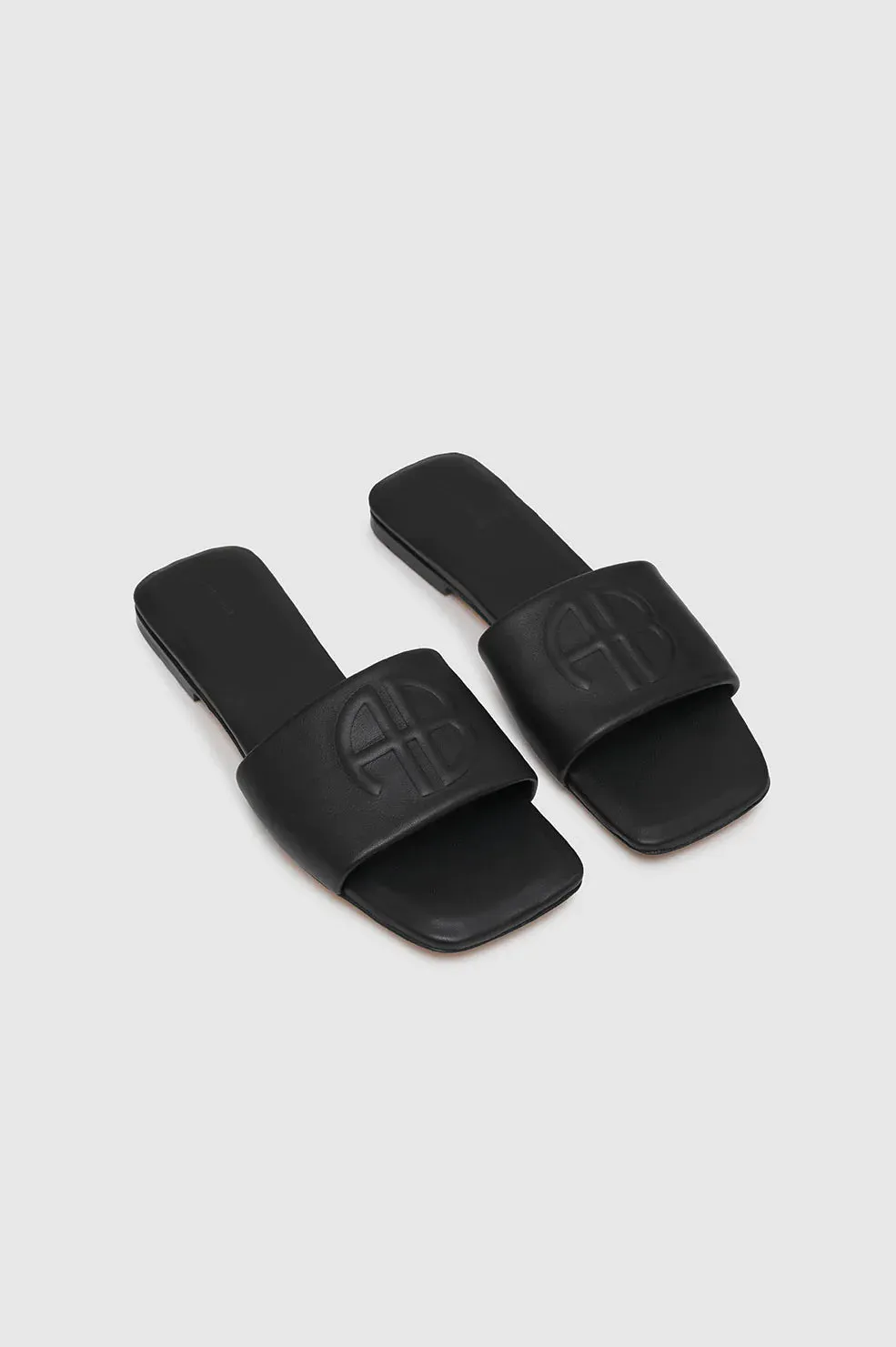 Anine Bing RIA SLIDES - BLACK MONOGRAM