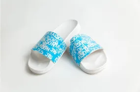 Blue Junior Sliders with Bold Hoj Print