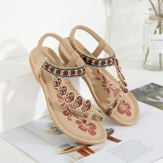 Cuzcare Leisure Sandals For Women Back Strap Breathable Bohemian Flip-flops Walking Summer