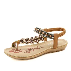 Cuzcare Leisure Sandals For Women Back Strap Breathable Bohemian Flip-flops Walking Summer
