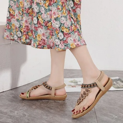 Cuzcare Leisure Sandals For Women Back Strap Breathable Bohemian Flip-flops Walking Summer