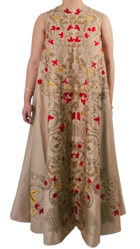 Gold Embroidered Sleeveless Kurta