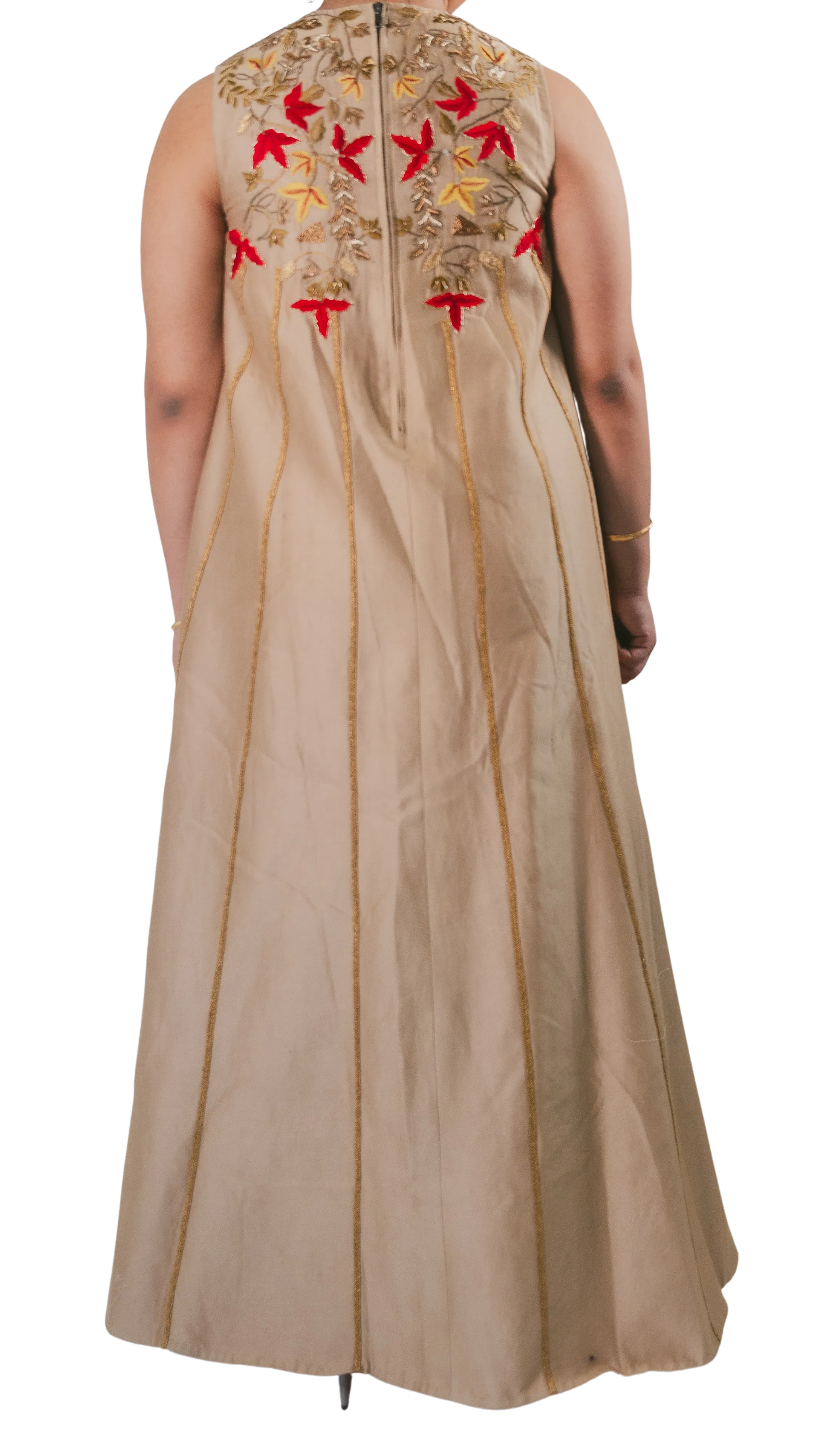 Gold Embroidered Sleeveless Kurta