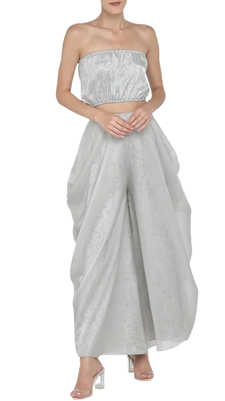 Grey Embellished Pant Set