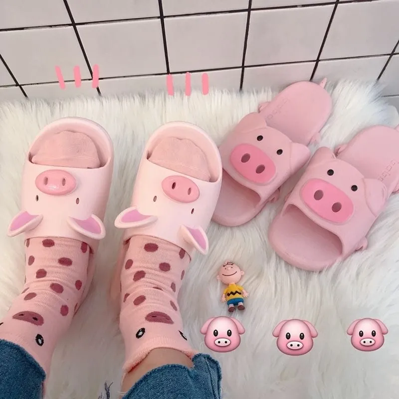 Kawaii Pink Pig Home Slippers