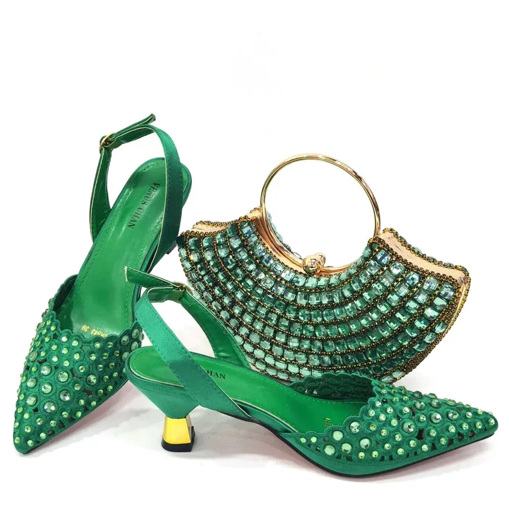 Latest Luxury Pattern Ladies Shoes And Bag Set