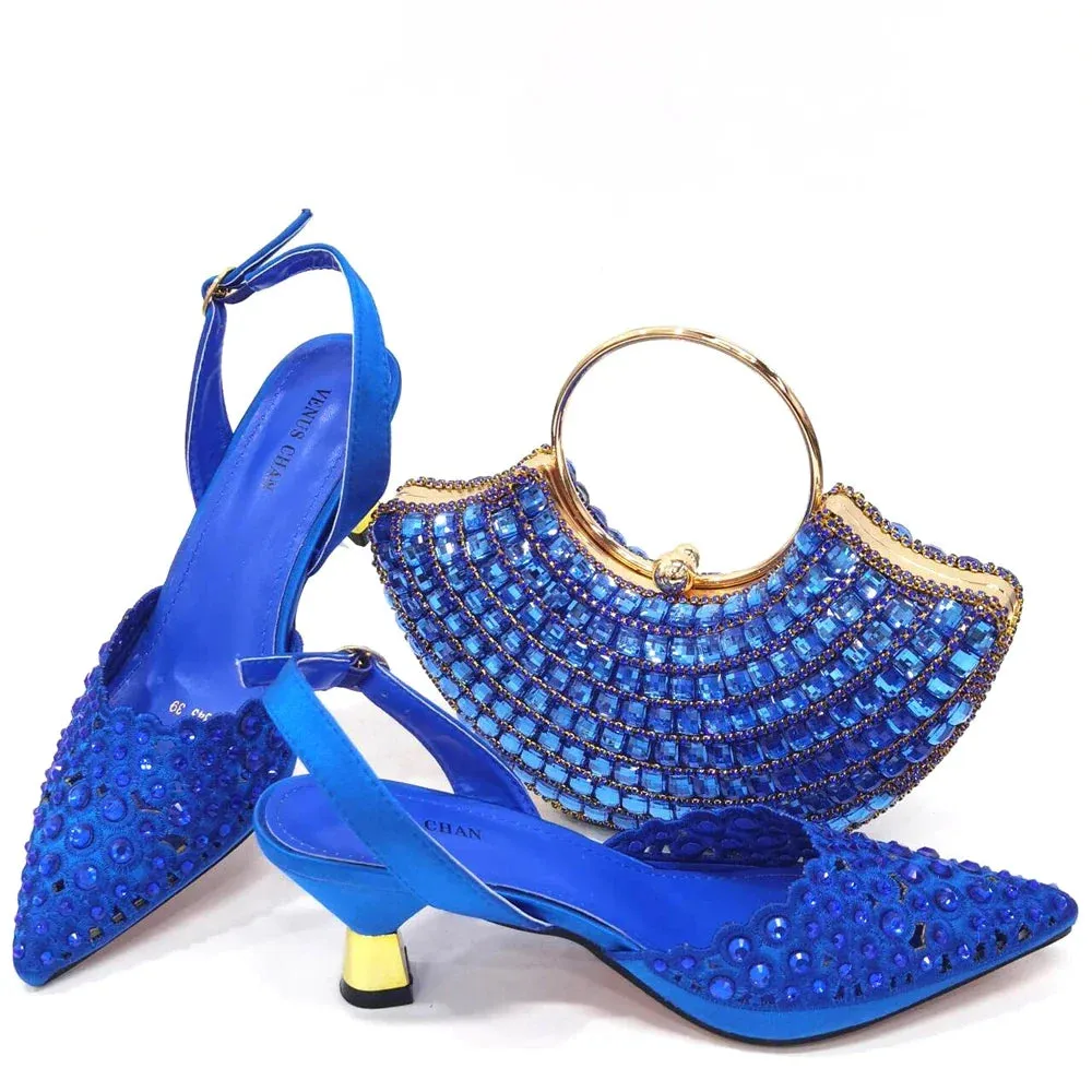 Latest Luxury Pattern Ladies Shoes And Bag Set