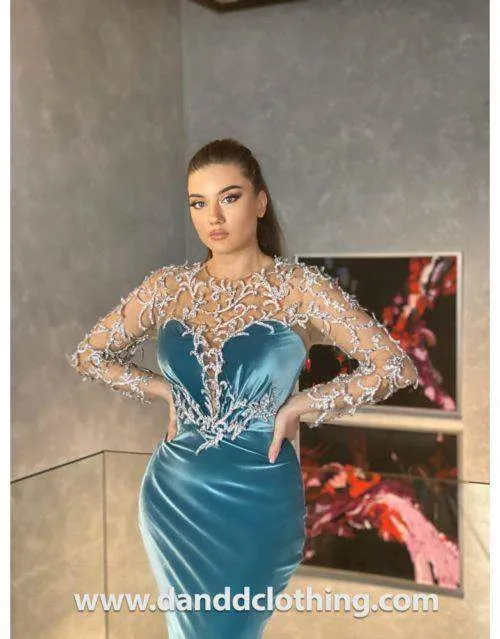 Luxury Evening Dress Sea Blue