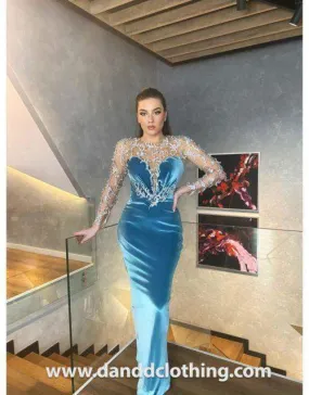 Luxury Evening Dress Sea Blue