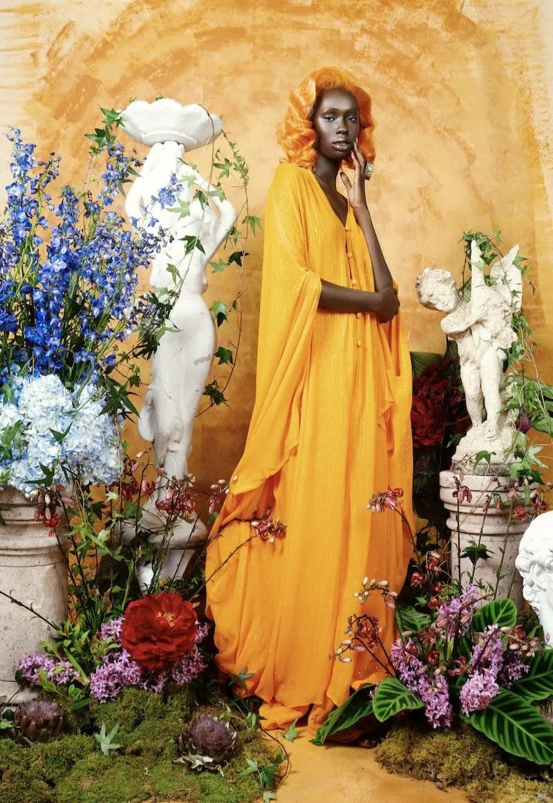 Orange Lurex Bristol Goddess kaftan