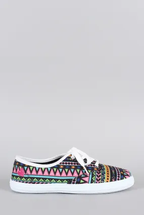 Qupid Tribal Round Toe Lace Up Sneaker