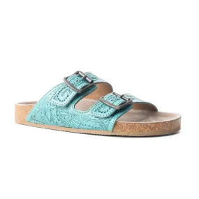 Turquoise Wildflower Wanderer Leather Tooled Sandals