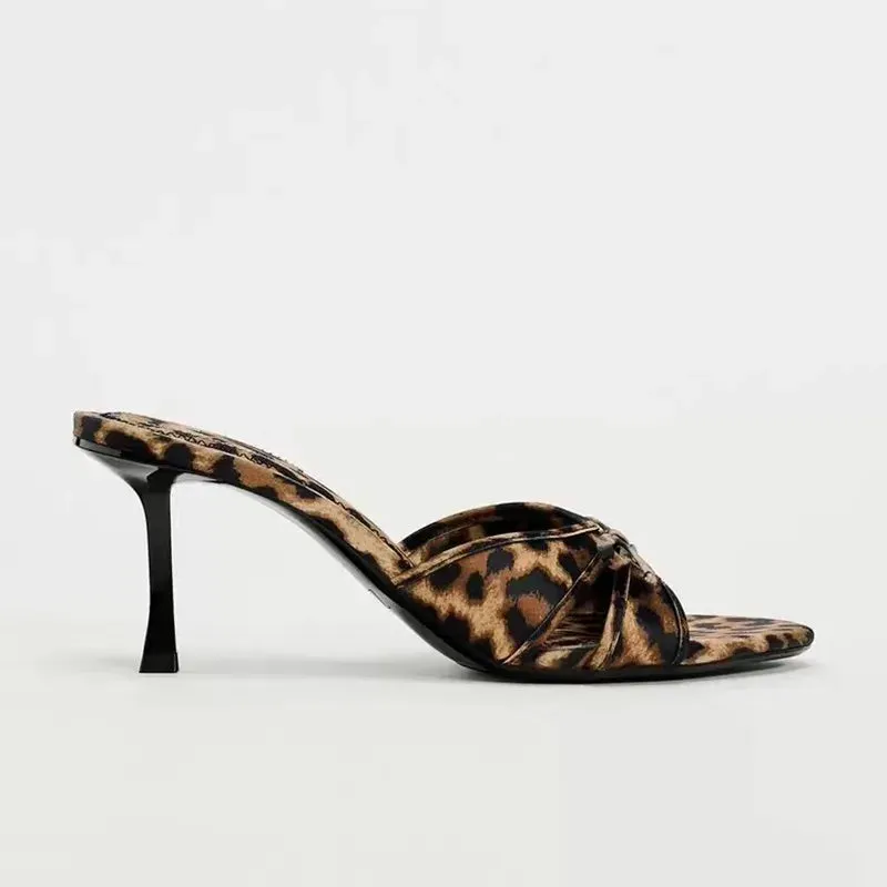 Vera | Leopard Print Bow Knot Heel Mules