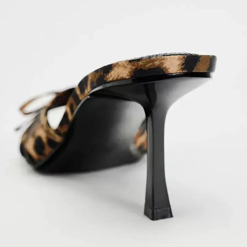 Vera | Leopard Print Bow Knot Heel Mules