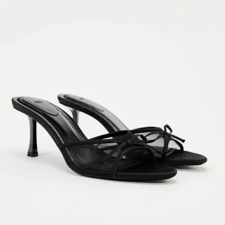Vera | Luxury Mesh Lace Heel Slip-On Sandals