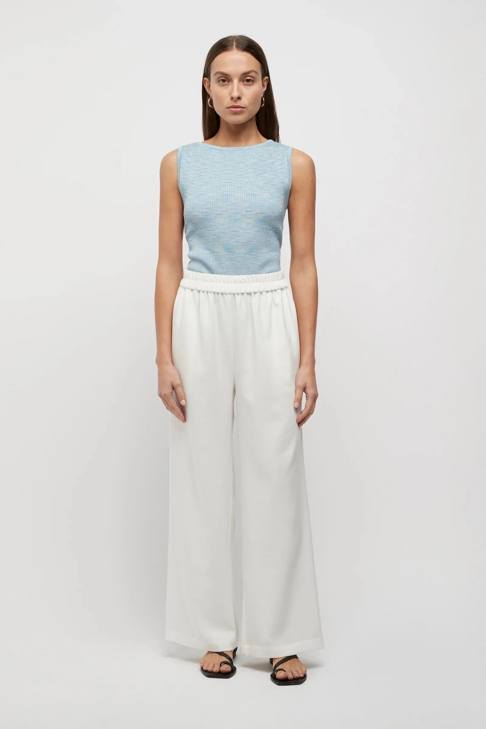 WILLIAMS TEXTURED ELASTIC WAIST PANTS | WHITE