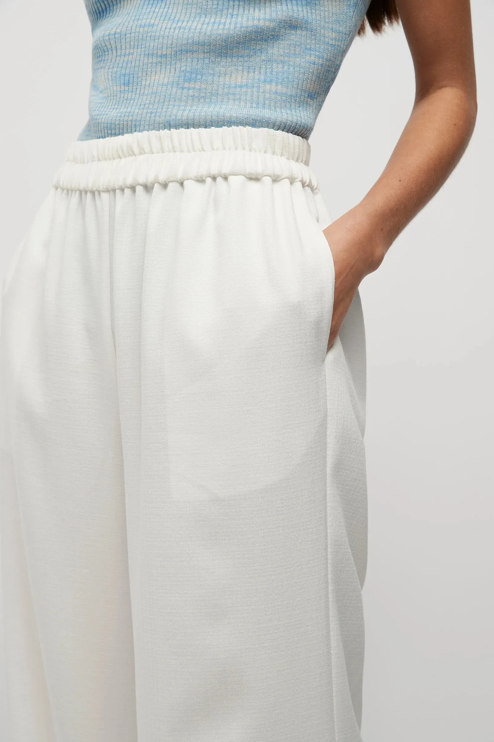 WILLIAMS TEXTURED ELASTIC WAIST PANTS | WHITE