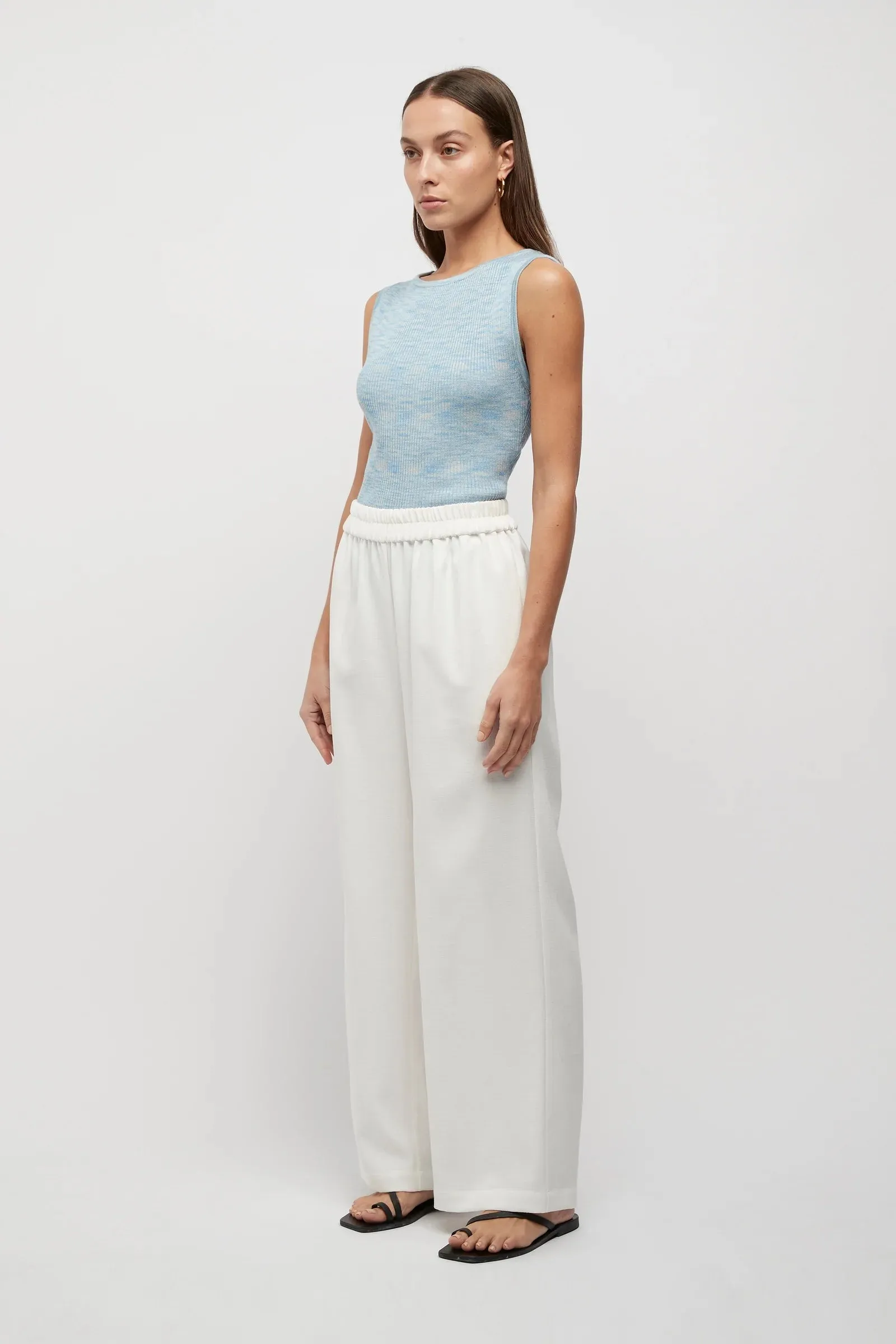 WILLIAMS TEXTURED ELASTIC WAIST PANTS | WHITE